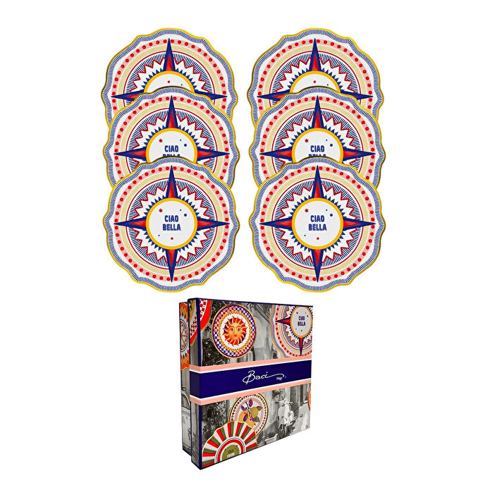 Baci Milano Dolce Vita 6'lı Ciao Bella Servis Tabağı 27 cm Porselen