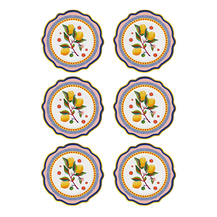 Baci Milano Dolce Vita 6'lı Limon Yemek Tabağı 27 cm Porselen