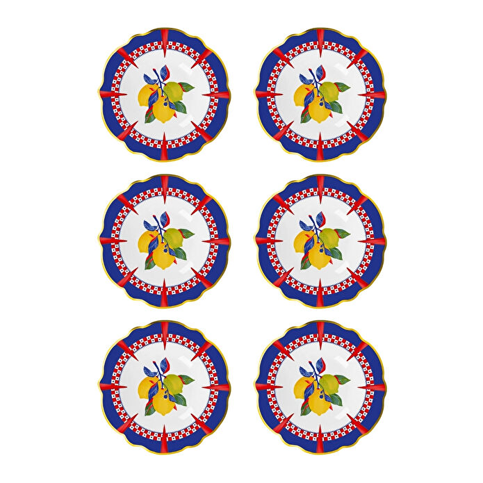Baci Milano Dolce Vita 6'lı Limon Çorba Tabağı 23 cm Porselen