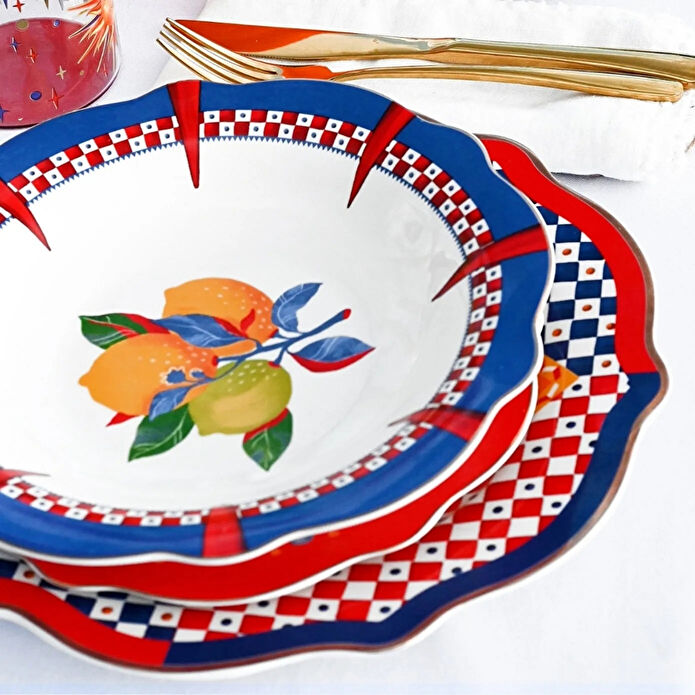 Baci Milano Dolce Vita 6'lı Limon Çorba Tabağı 23 cm Porselen