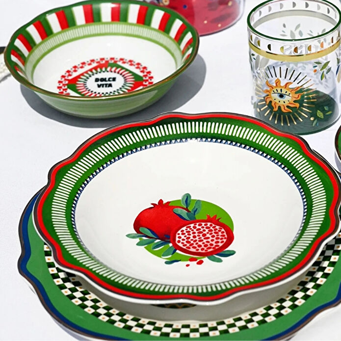 Baci Milano Dolce Vita 6'lı Nar Çorba Tabağı 23 cm Porselen