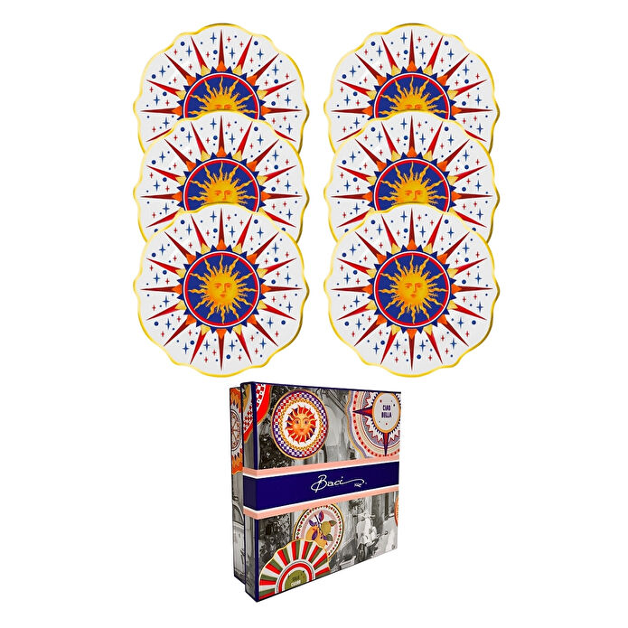 Baci Milano Dolce Vita 6'lı Sun Pasta Tabağı 21 cm Porselen