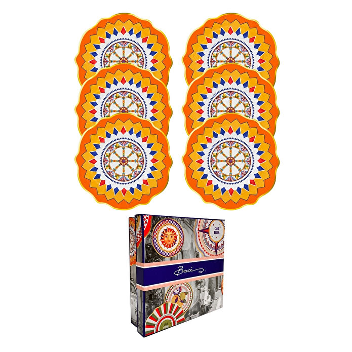 Baci Milano Dolce Vita 6'lı Wheel Pasta Tabağı 21 cm Porselen