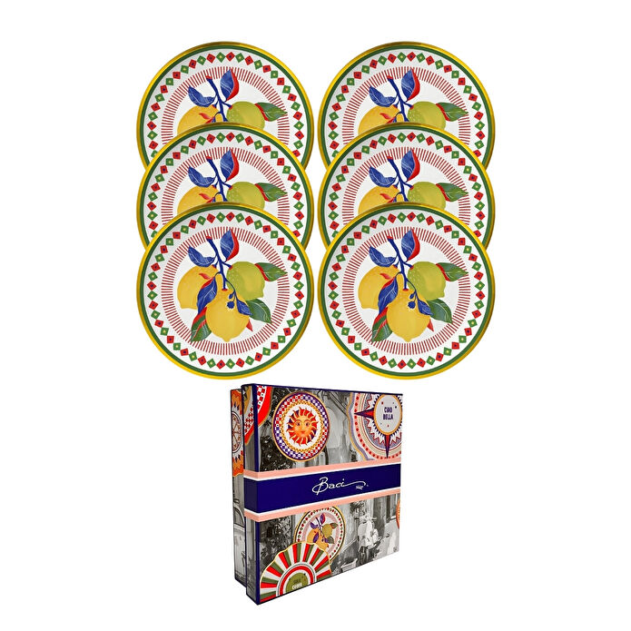 Baci Milano Dolce Vita 6'lı Limon Ekmek Tabağı 16 cm Porselen