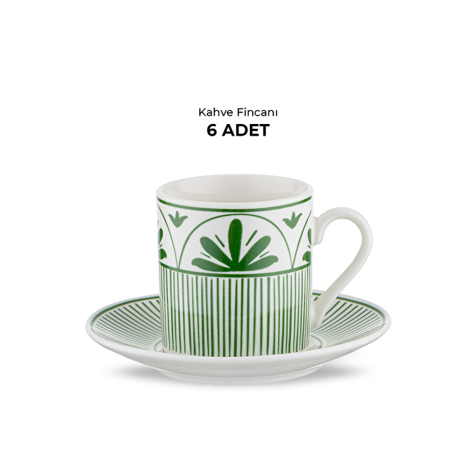 Emsan Seren New Bone 6 Kişilik Kahve Fincan Takımı 90 ml Yeşil