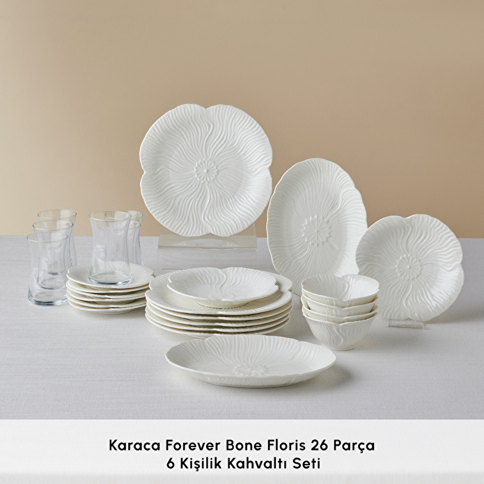 Karaca Forever Bone Floris 26 Parça 6 Kişilik Kahvaltı Takımı