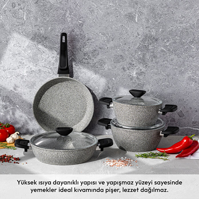 Emsan Fortis Granit 7 Parça Tencere Seti Gri