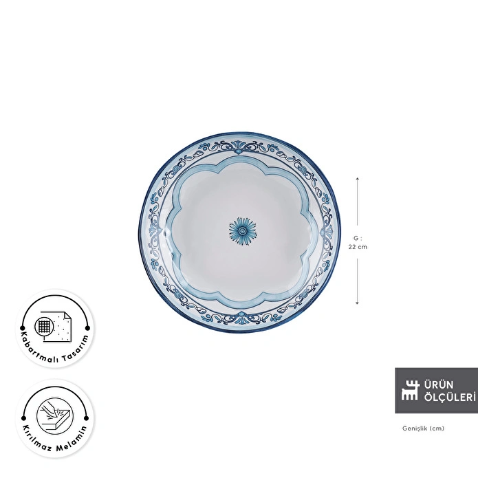 Karaca Blue Harmony Melamin Çukur Tabak 22 cm
