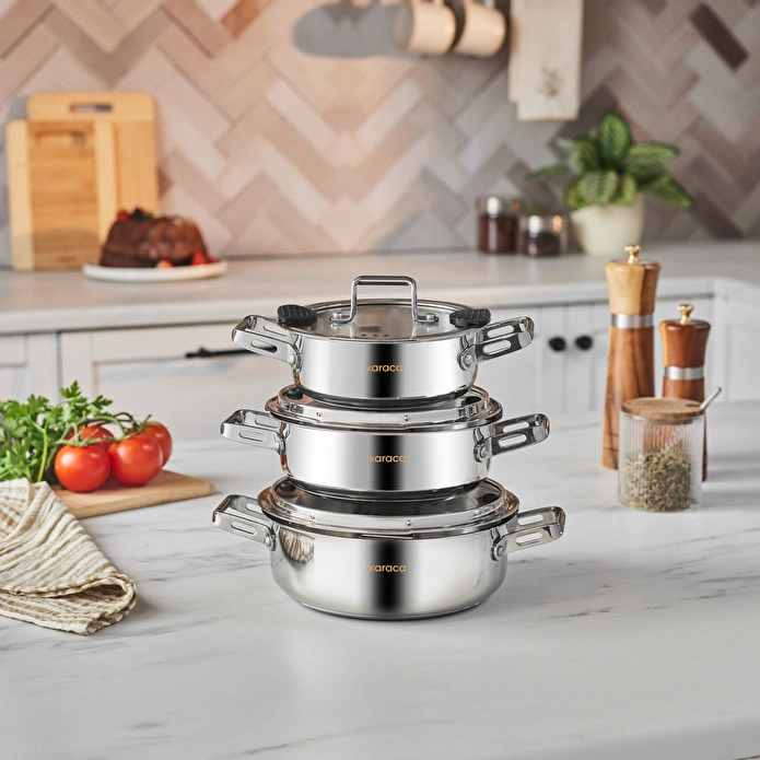 Karaca Powersteel 316+ Alberta İndüksiyon Tabanlı 6 Parça Çelik Sahan Seti