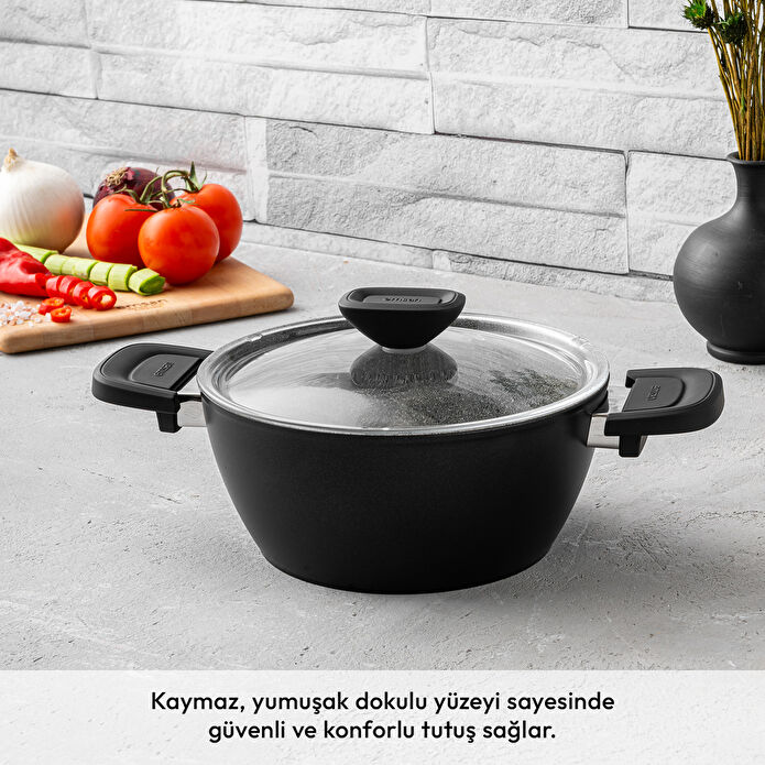 Emsan Biogranit Black Tencere Seti 7 Parça