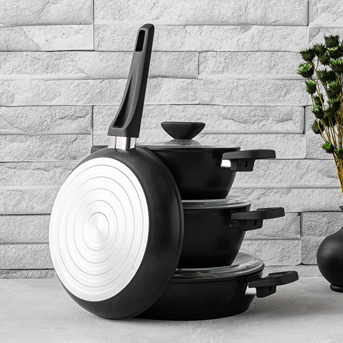 Emsan Biogranit Black Tencere Seti 7 Parça