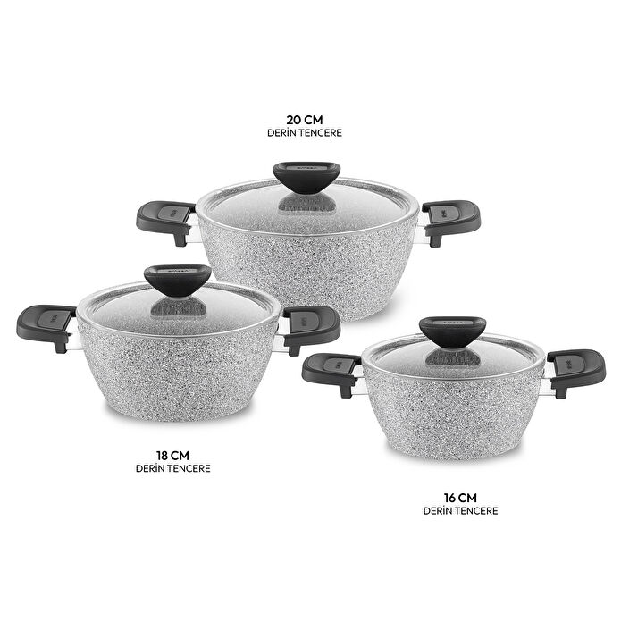 Emsan Fortis Granit 6 Parça Midi Tencere Seti Gri