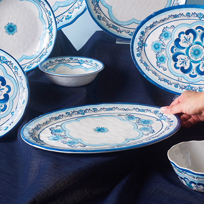 Karaca Blue Harmony Melamin Kayık Tabak 35 cm