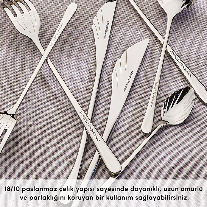Karaca Seashell 316+ 12 Kişilik 84 Parça Çatal Kaşık Bıçak Takımı Platin
