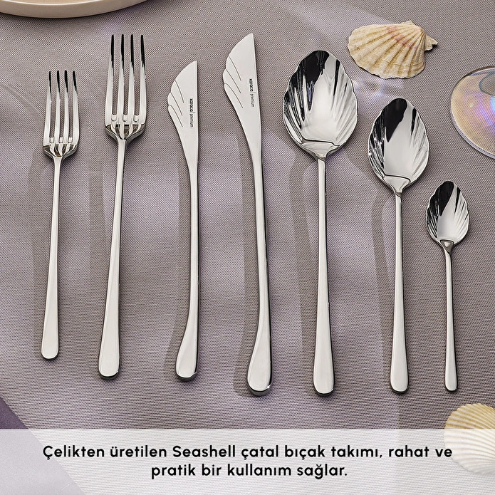 Karaca Seashell 316+ 12 Kişilik 84 Parça Çatal Kaşık Bıçak Takımı Platin