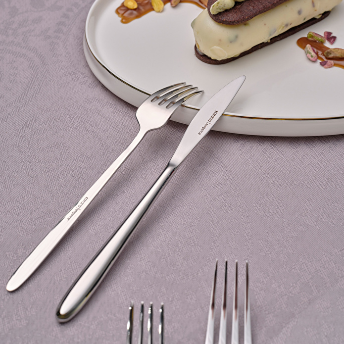 Karaca Flow 60 Parça 12 Kişilik Çatal Kaşık Bıçak Takımı Platin