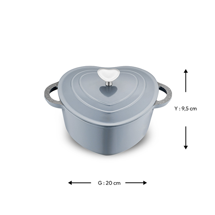 Emsan Kalp Döküm Tencere 20 cm Gri