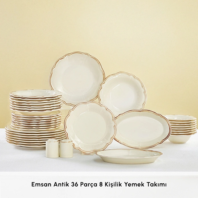 Emsan Antik 36 Parça 8 Kişilik Yemek Takımı