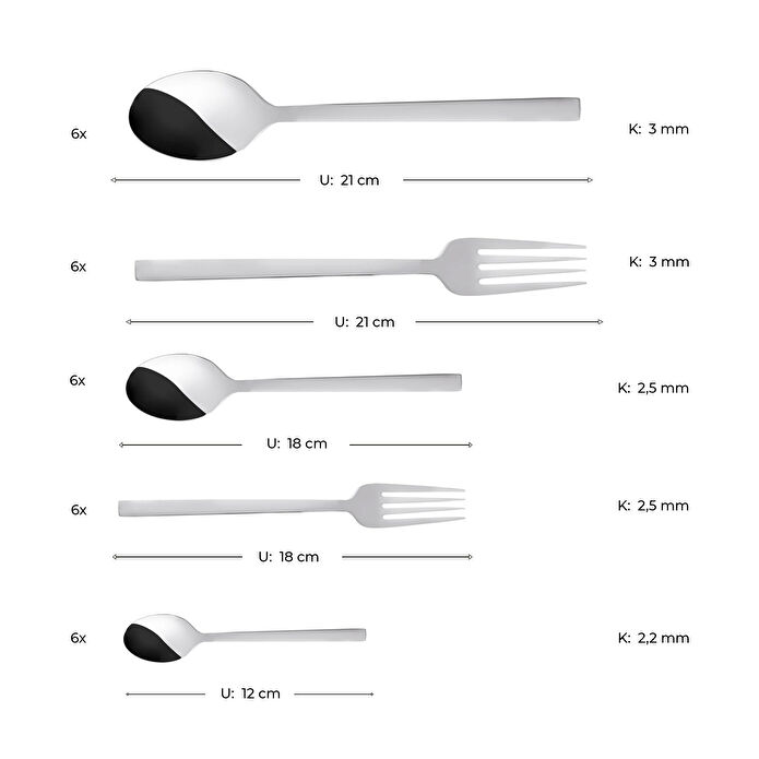 Emsan Vega 30 Parça 6 Kişilik Çatal Kaşık Takımı
