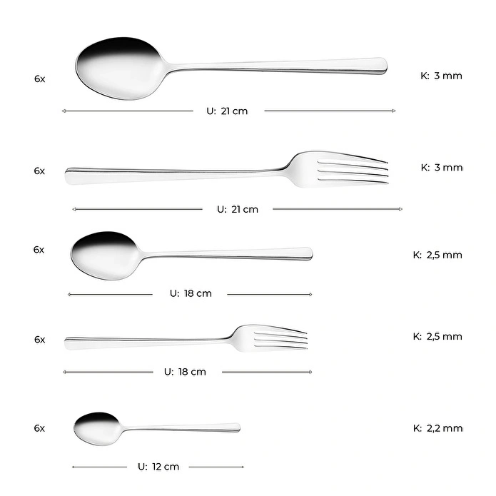 Emsan Alfa 30 Parça 6 Kişilik Çatal Kaşık Takımı