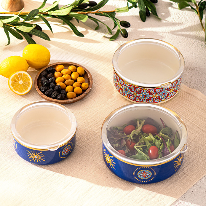 Emsan Solemar Emaye 3'lü Saklama Kabı Seti