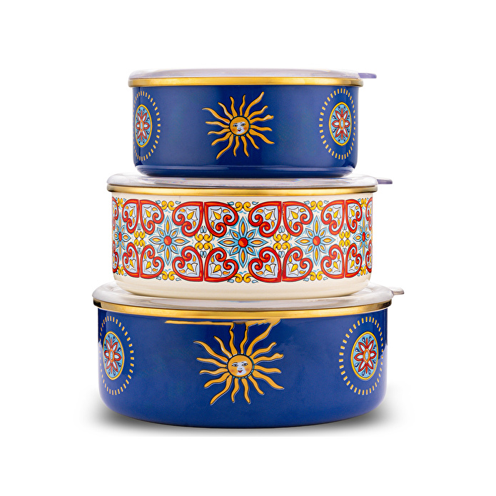 Emsan Solemar Emaye 3'lü Saklama Kabı Seti