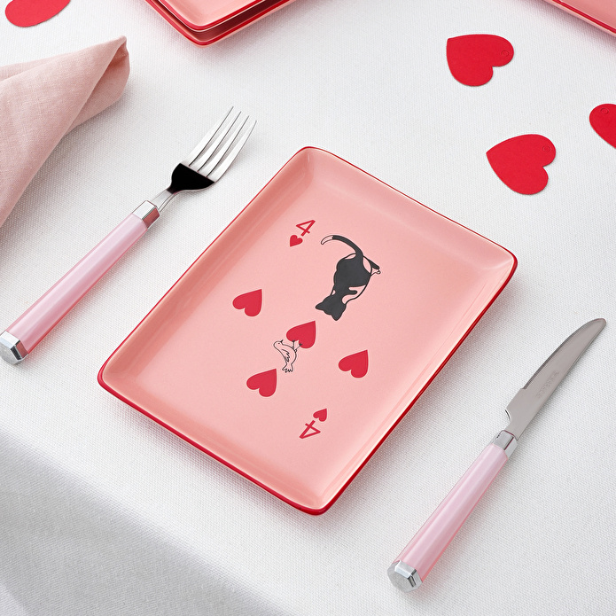 Karaca Kupa Kedisi 4 Kişilik Porselen Pasta Takımı Pembe