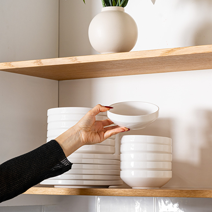 Emsan Alfa Porselen 18 Parça 6 Kişilik Yemek Takımı Beyaz