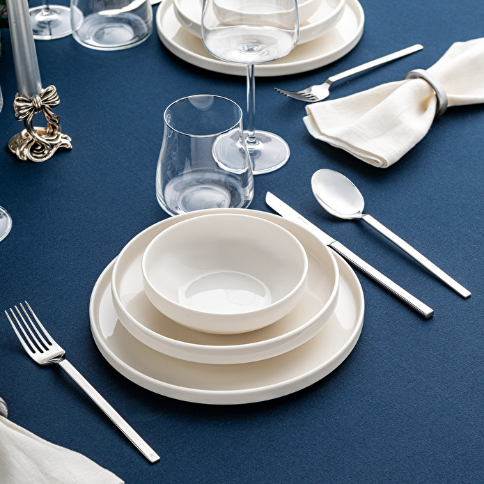 Emsan Alfa Porselen 18 Parça 6 Kişilik Yemek Takımı Beyaz