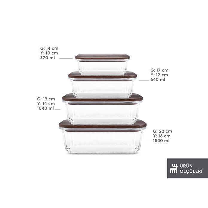 Karaca Massi Acacia 4 Parça Saklama Kabı Seti