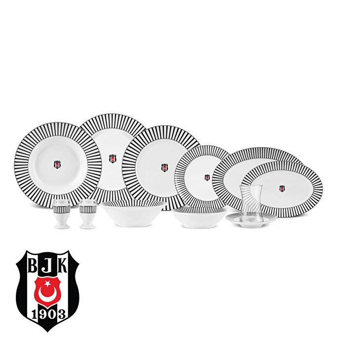 Karaca x Beşiktaş Lisanslı Forever Bone 60 Parça 8 Kişilik Yemek Takımı Platin