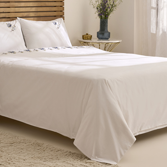 Karaca Home Maelis %100 Pamuk Kanaviçe Nakışlı Çift Kişilik Nevresim Takımı Beyaz