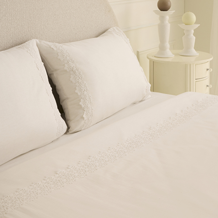 Karaca Home Lunelle Dantelli Çift Kişilik Nevresim Takımı Beyaz