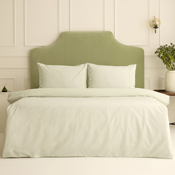 Karaca Home Lunelle Dantelli Çift Kişilik Nevresim Takımı Adaçayı