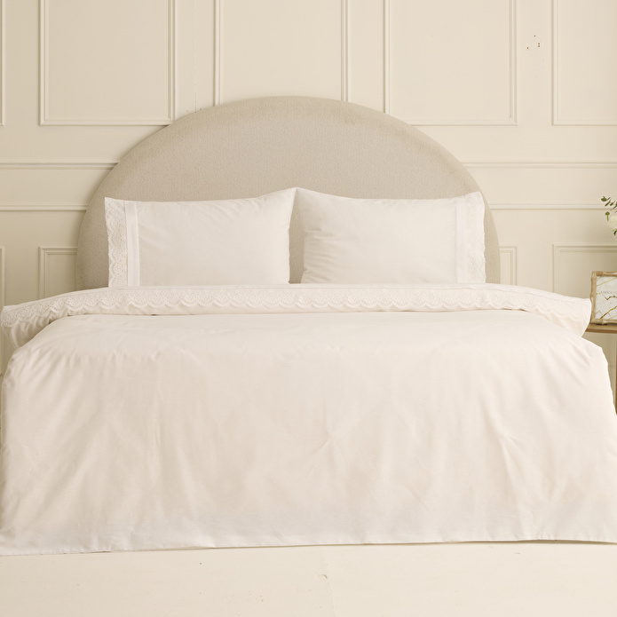 Karaca Home Velisse Dantelli Çift Kişilik Nevresim Takımı Beyaz