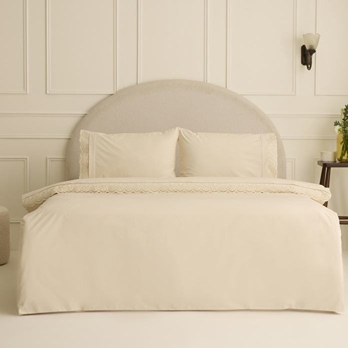 Karaca Home Velisse Dantelli Çift Kişilik Nevresim Takımı Bej