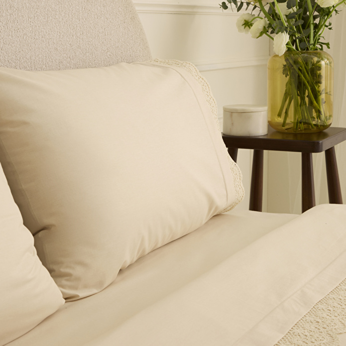 Karaca Home Velisse Dantelli Çift Kişilik Nevresim Takımı Bej