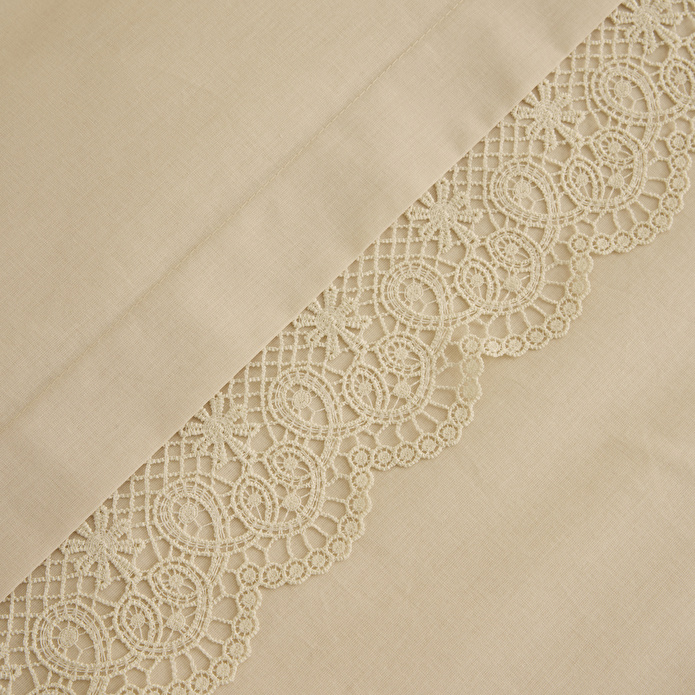 Karaca Home Velisse Dantelli Çift Kişilik Nevresim Takımı Bej