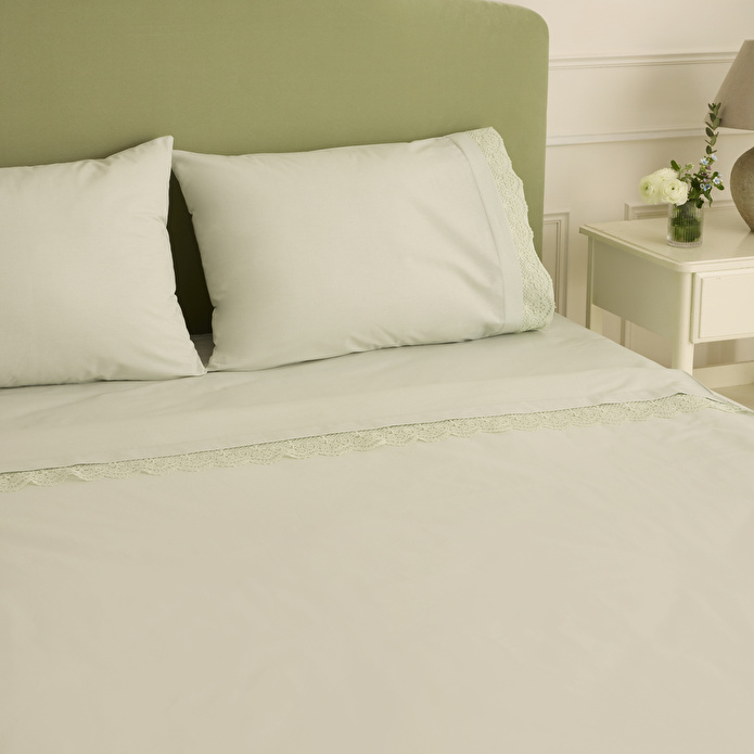 Karaca Home Velisse Dantelli Çift Kişilik Nevresim Takımı Adaçayı