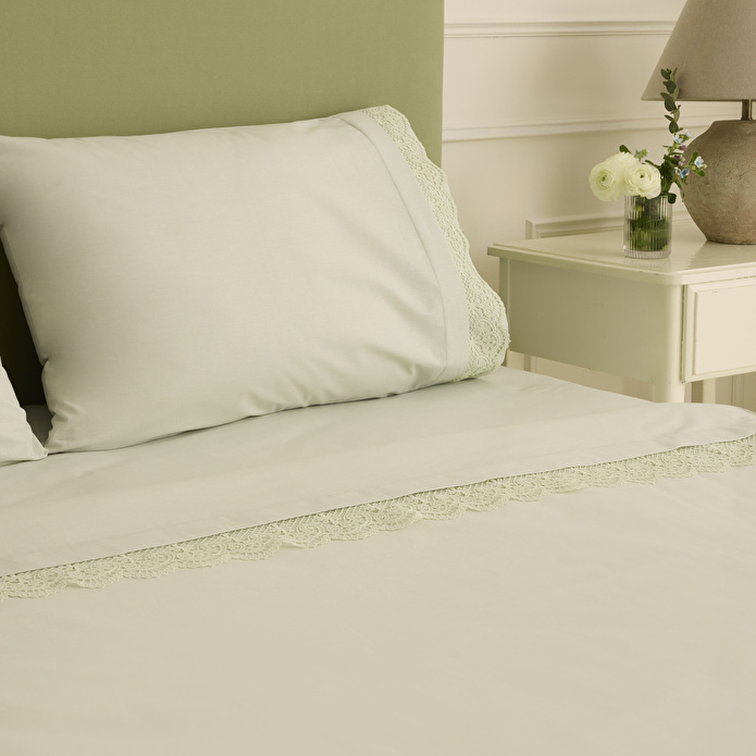 Karaca Home Velisse Dantelli Çift Kişilik Nevresim Takımı Adaçayı