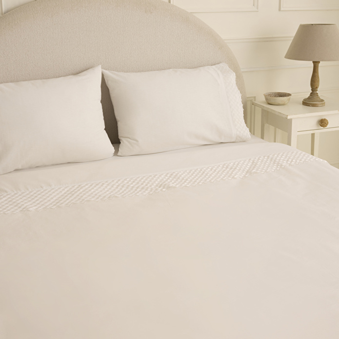 Karaca Home Elvion Dantelli Çift Kişilik Nevresim Takımı Beyaz