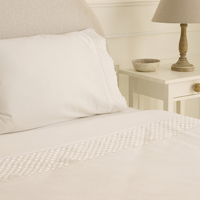 Karaca Home Elvion Dantelli Çift Kişilik Nevresim Takımı Beyaz