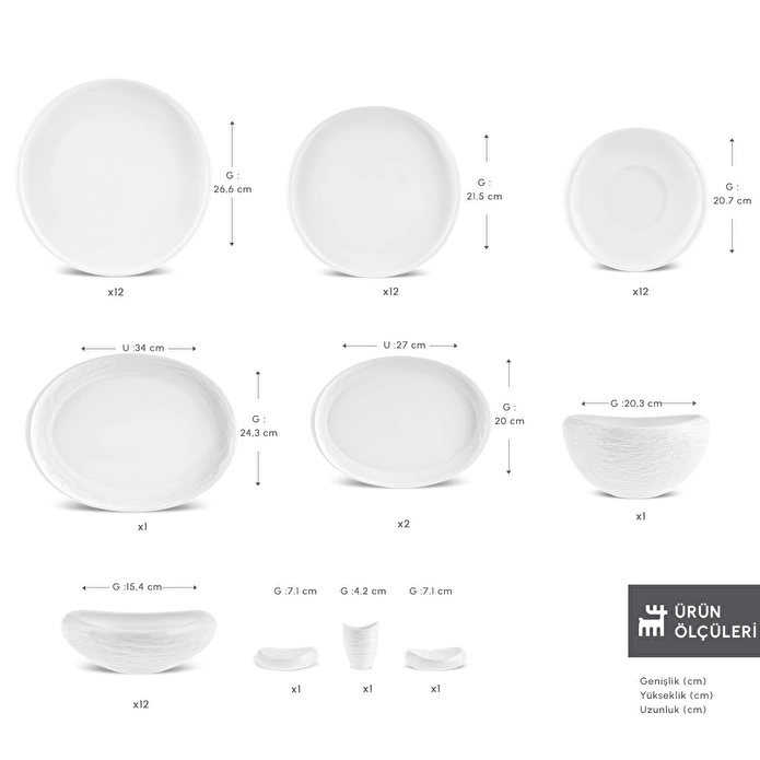 Karaca Earth Collection Atlantic 55 Parça 12 Kişilik Yemek Takımı