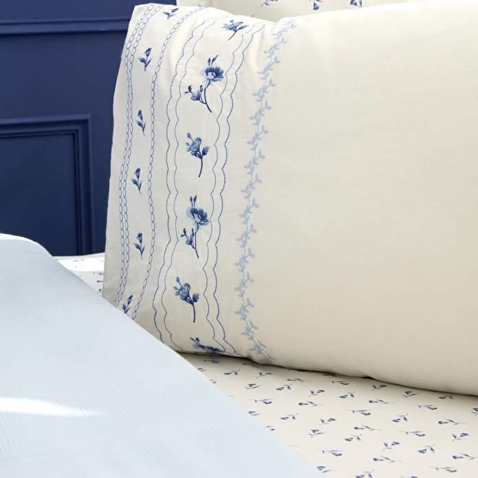 Karaca Home Blossy %100 Pamuk Nish Set Çift Kişilik Pike Takımı Mavi