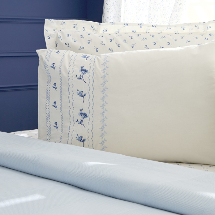Karaca Home Blossy %100 Pamuk Nish Set Çift Kişilik Pike Takımı Mavi