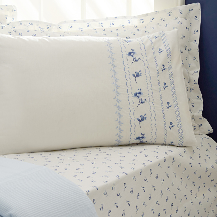 Karaca Home Blossy %100 Pamuk Nish Set Çift Kişilik Pike Takımı Mavi