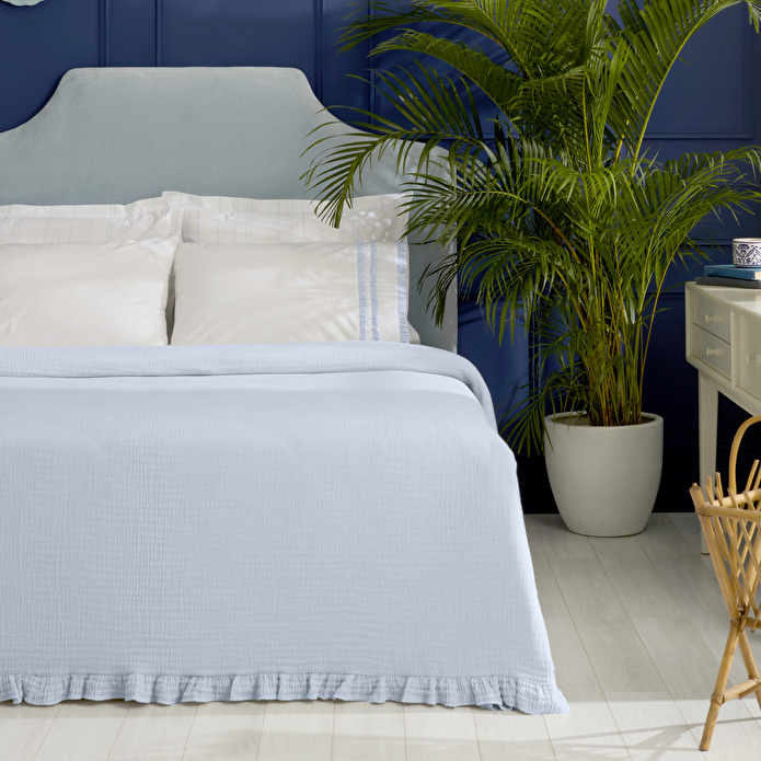 Karaca Home Blue Muse %100 Pamuk Nish Set Çift Kişilik Pike Takımı Mavi
