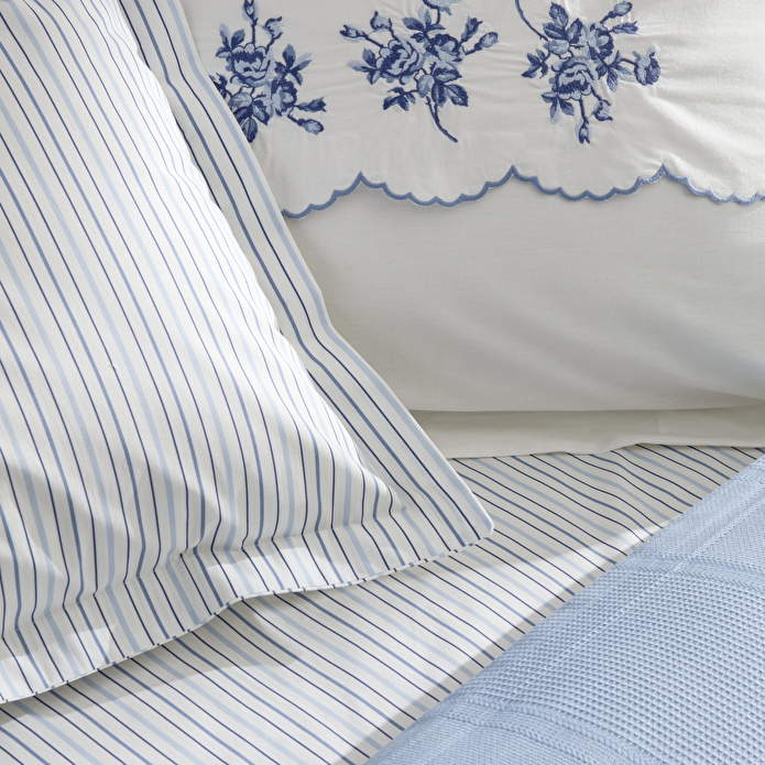 Karaca Home Virelle %100 Pamuk Nish Set Çift Kişilik Pike Takımı Mavi