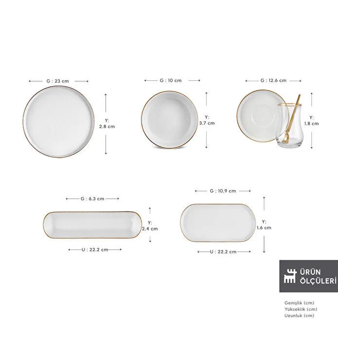 Emsan Komo 32 Parça 6 Kişilik Kahvaltı Takımı Gold