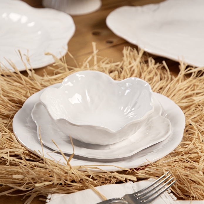 Baci Milano Botanica Çiçek Desenli Melamin Beyaz Pasta Tabağı 23 cm